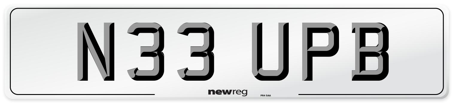 N33 UPB Number Plate from New Reg